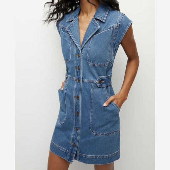 Veronica Beard Blue Denim Mini Dress - Picture 1 of 11
